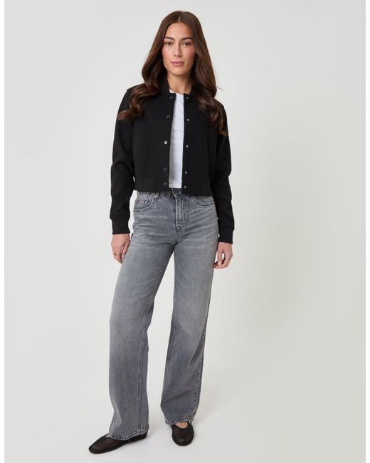 Threadbare Black Faux Wool Bomber Jacket