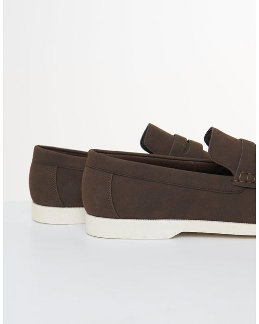 Threadbare White Faux Suede Penny Loafers for men