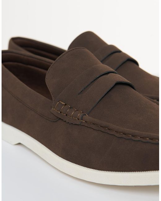 Threadbare White Faux Suede Penny Loafers for men