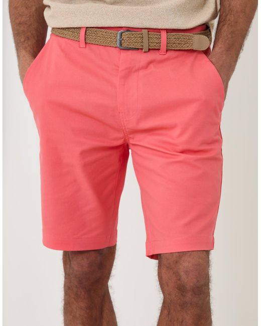 Threadbare Red Belted Chino Shorts for men