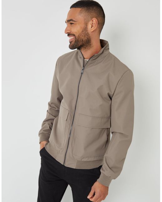 Threadbare Gray Patch Pocket Funnel Neck Harrington Style Jacket for men