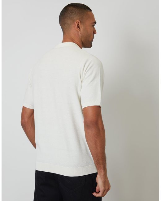 Threadbare Gray Moss Stitch Knitted Polo for men