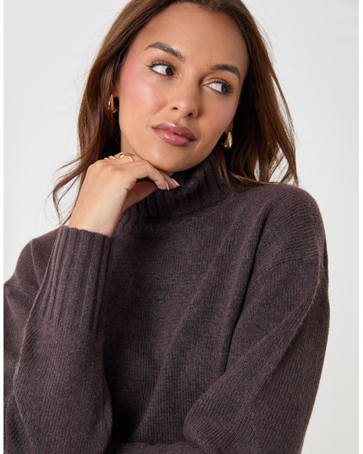 Threadbare Purple The Oversized Roll Neck Jumper
