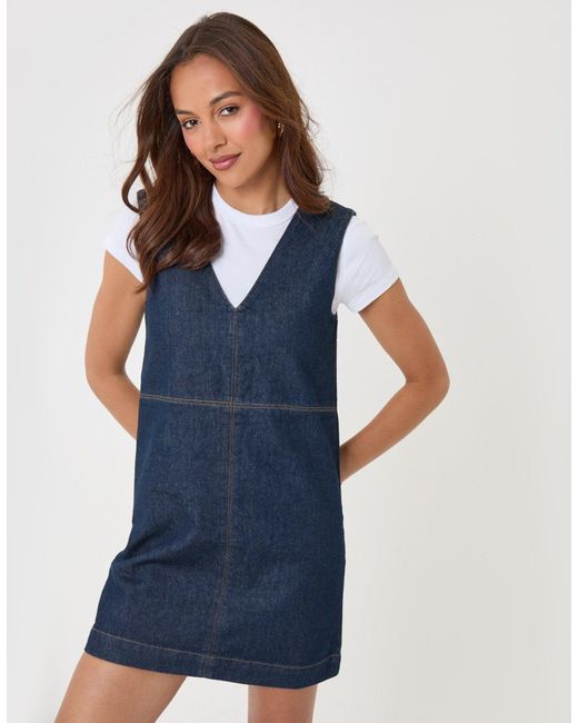 Threadbare Blue Denim V-Neck Mini Dress