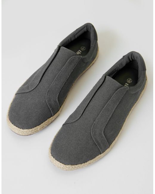 Threadbare Gray Cotton Canvas Slip On Espadrilles for men