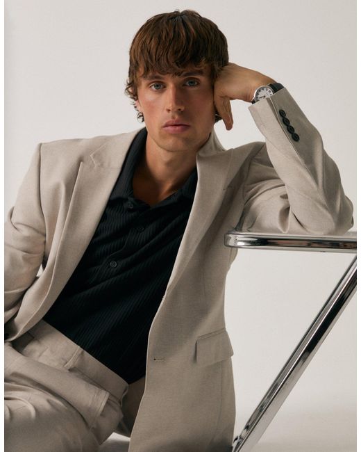 Threadbare Brown Tailored Fit Single Breasted Blazer for men