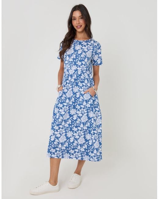 Threadbare Blue 2 Pack Pure Cotton Midi Smock Dresses With Pockets