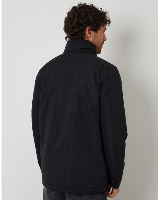 Threadbare Black Funnel Neck Utility Coat for men