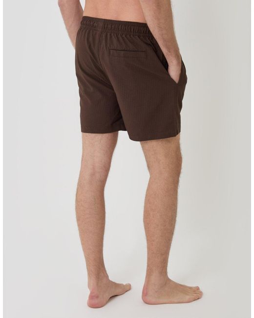 Threadbare Green Seersucker Swim Shorts for men