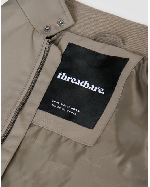 Threadbare Gray Showerproof Zip Up Harrington Jacket for men