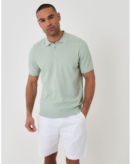 Threadbare Green Moss Stitch Knitted Polo for men