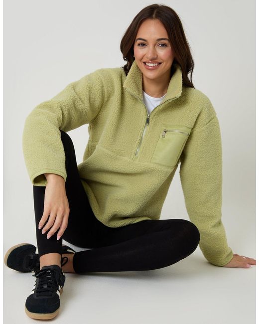 Threadbare Green Half Zip Borg Fleece