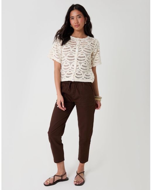 Threadbare Natural Crochet Button Up Top