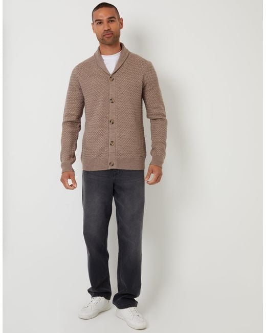 Threadbare Brown Knitted Shawl Cardigan for men