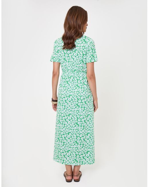 Threadbare Green Crew Neck Jersey Midi Dress With Patch Pockets