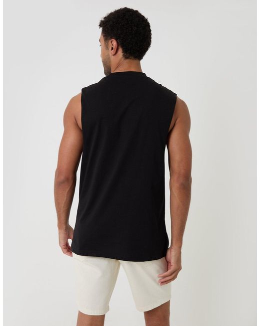 Threadbare Black Relaxed Fit Cotton Crew Neck Vest for men