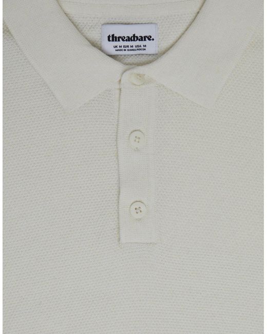 Threadbare Gray Moss Stitch Knitted Polo for men