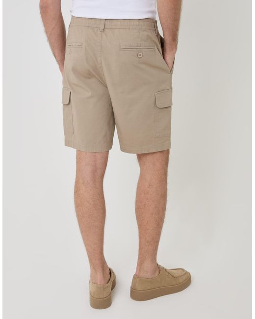 Threadbare Natural Regular Fit Textured Cargo Shorts for men