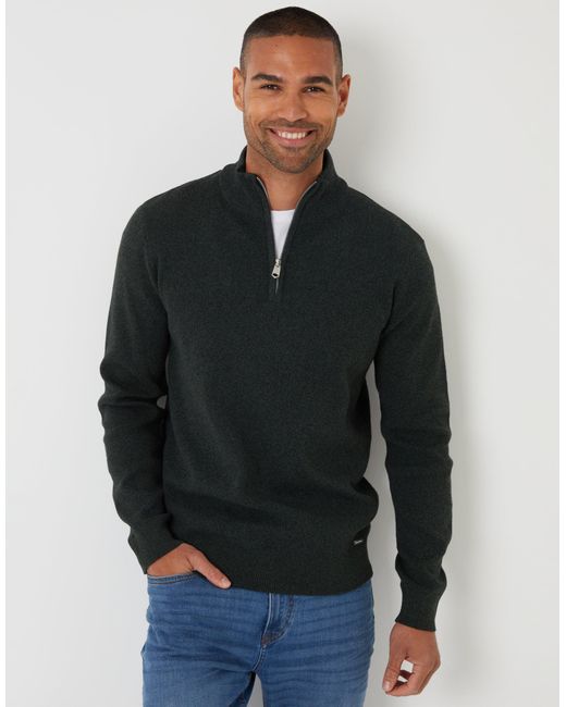Threadbare Gray Knitted Quarter Zip Jumper for men