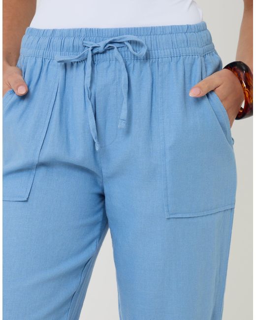 Threadbare Blue Linen Blend Drawstring Trousers