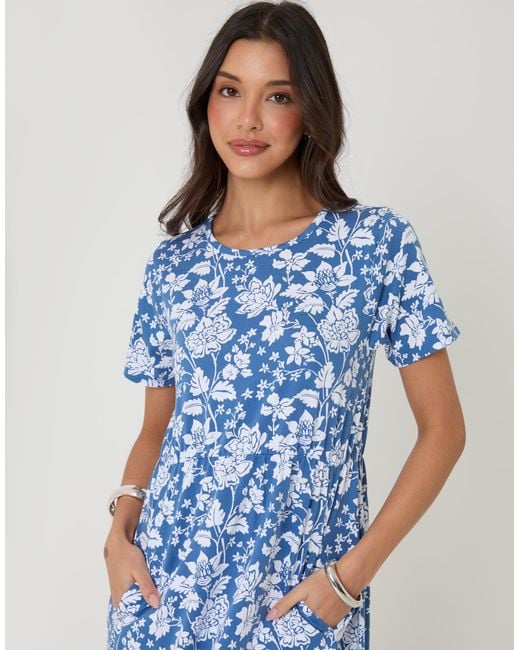 Threadbare Blue 2 Pack Pure Cotton Midi Smock Dresses With Pockets