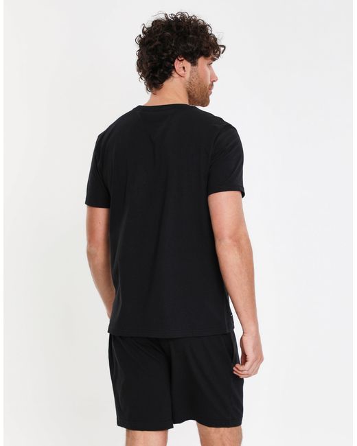 Threadbare Black Script Logo Short Lounge Set for men