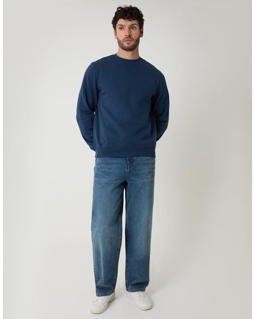 Threadbare Blue Crew Neck Sweatshirt for men