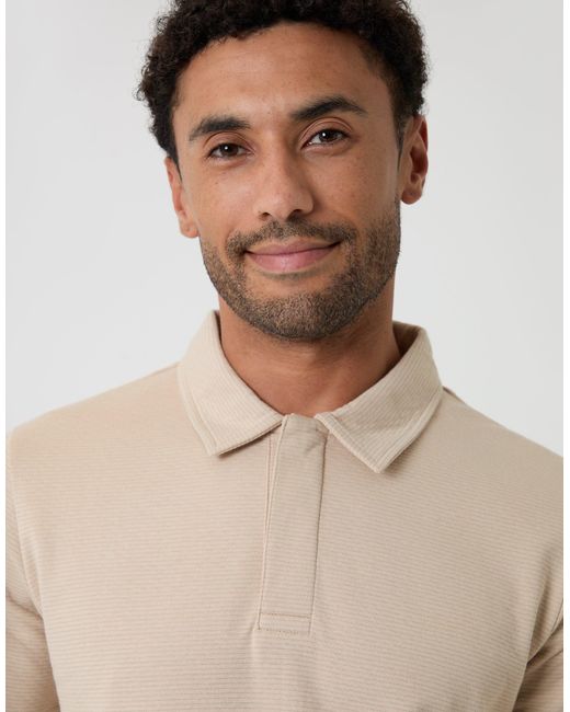 Threadbare Natural Textured Hidden Placket Polo Shirt for men