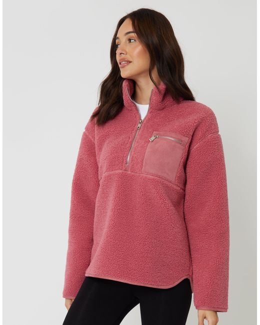 Threadbare Red Half Zip Borg Fleece