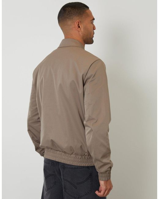 Threadbare Brown Showerproof Patch Pocket Zip Up Collared Jacket for men