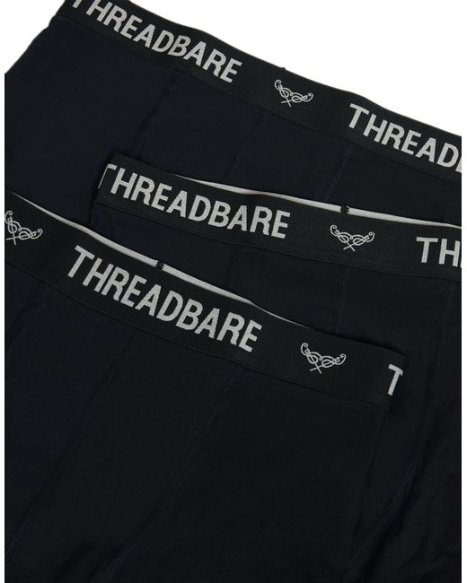 Threadbare Black 3 Pack Hipster Fit Boxer Shorts for men