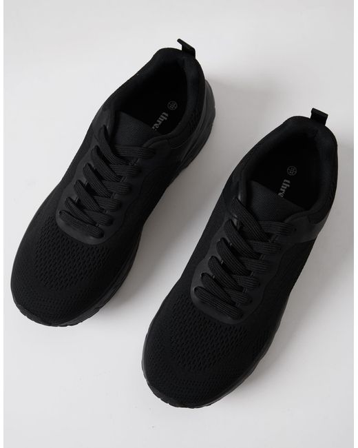 Threadbare Black Textured Slip On Trainers for men