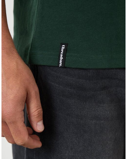 Threadbare Green Peached Cotton Crew Neck T-Shirt for men