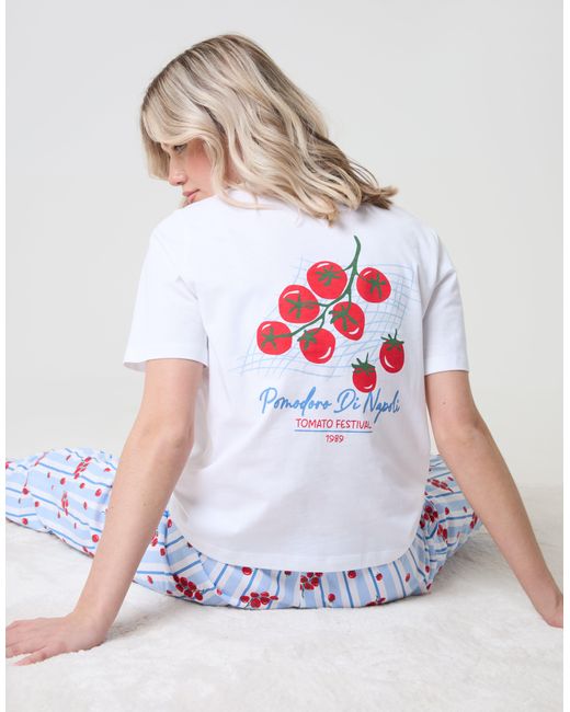 Threadbare White Tomato Print Pyjama Set