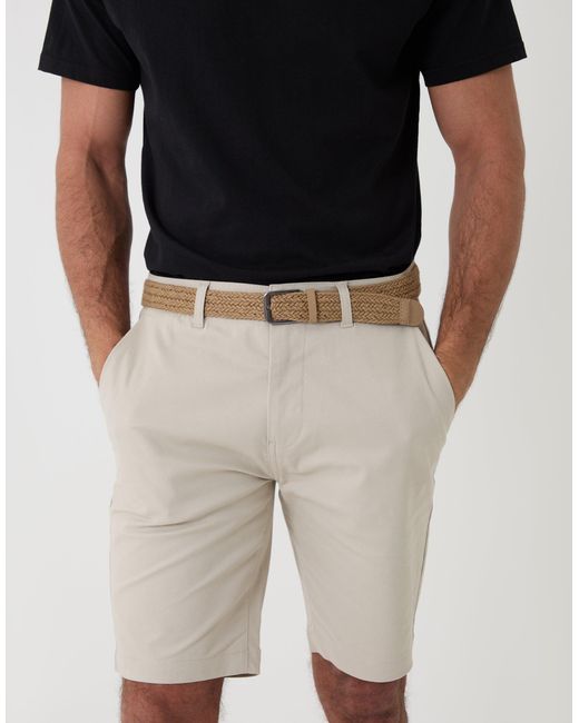 Threadbare Black Belted Chino Shorts for men