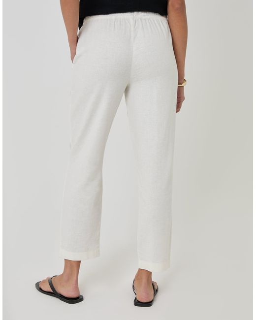 Threadbare White Linen Blend Drawstring Trousers