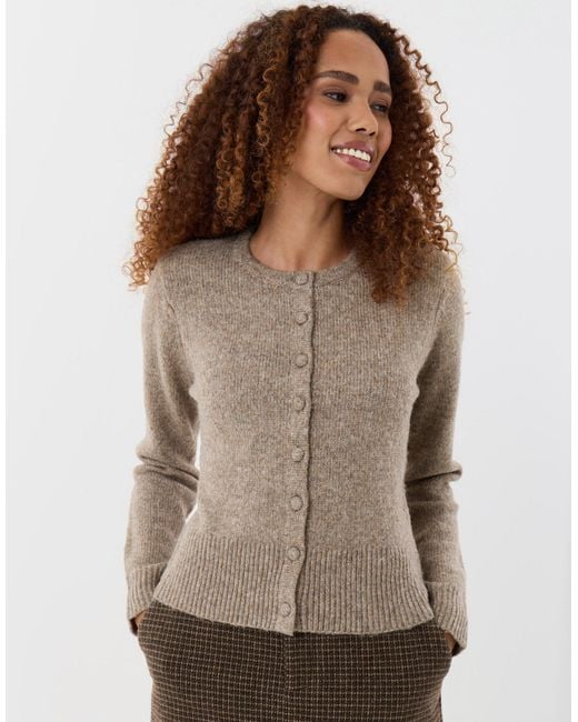 Threadbare Brown Knitted Cardigan With Shoulder Pads