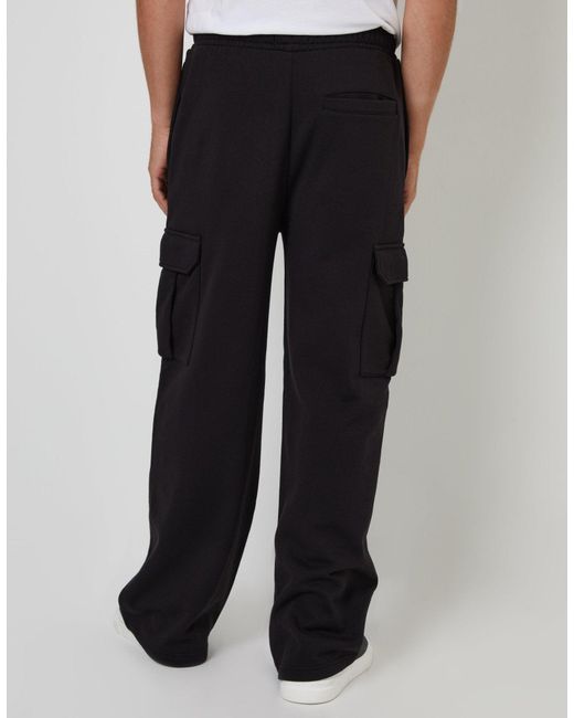 Threadbare Black Wide Leg Cargo Joggers for men