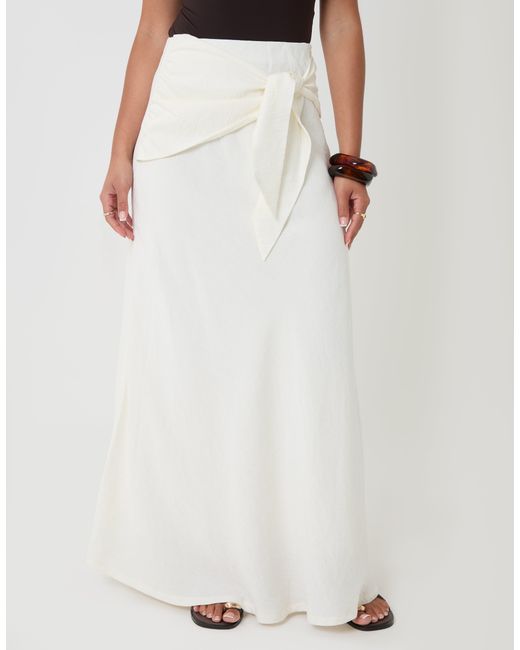 Threadbare White Tie Sash Midi Skirt