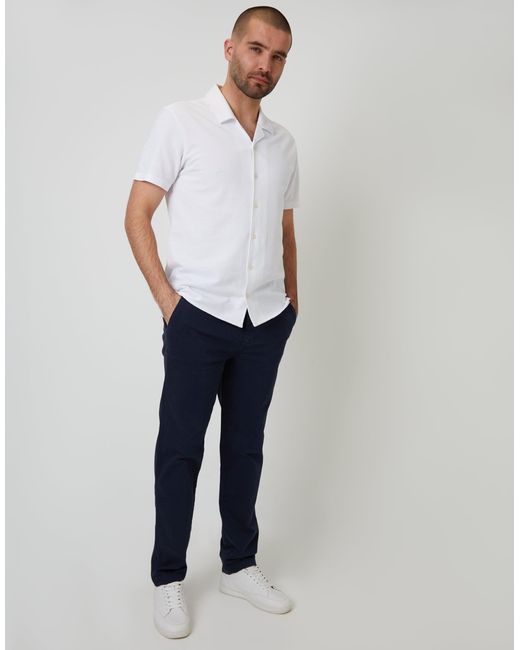 Threadbare Blue Elasticated Waist Chino Trousers for men