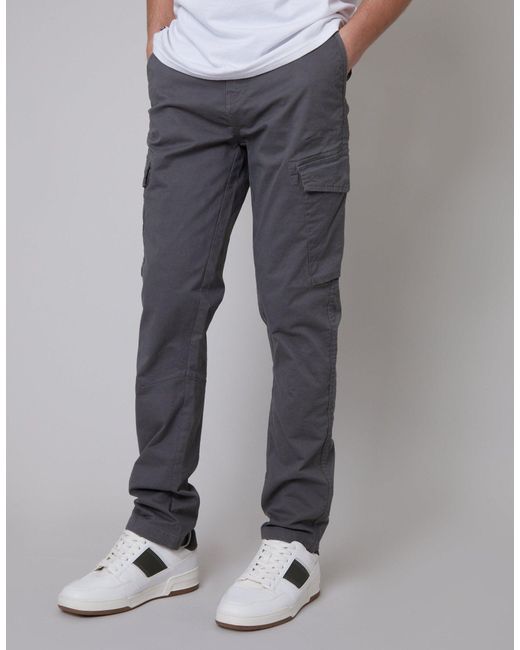 Threadbare Gray Slim Fit Cargo Style Trouser for men