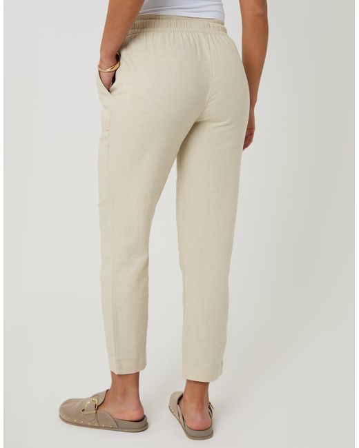 Threadbare Natural Linen Blend Drawstring Trousers