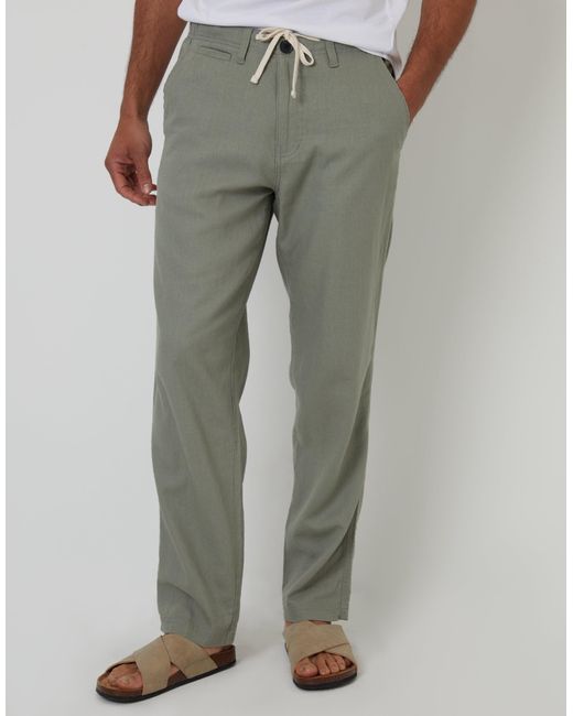 Threadbare Gray Linen Blend Trousers for men