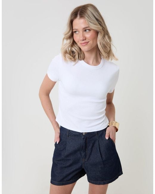 Threadbare White Denim Tailored Shorts