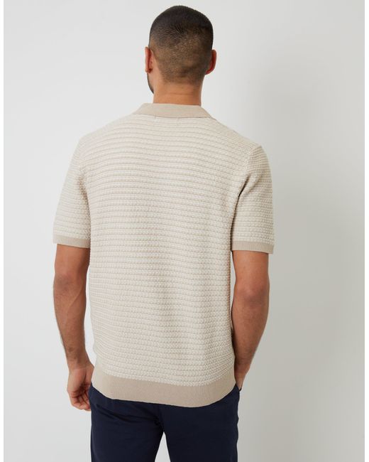 Threadbare Gray Textured Knit Trophy Neck Polo for men
