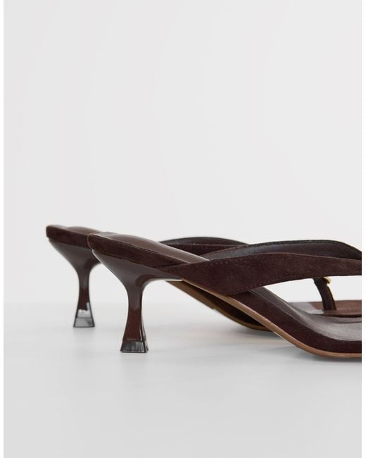 Threadbare Brown Toe Post Kitten Heels