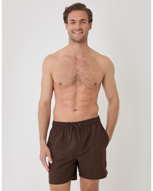 Threadbare Green Seersucker Swim Shorts for men