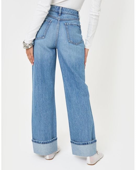 Threadbare Blue Wide Leg Turn Up Jeans