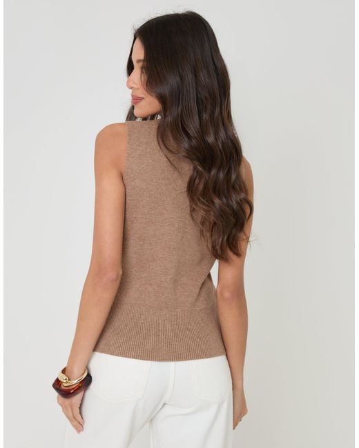 Threadbare Brown Crew Neck Compact Knit Vest