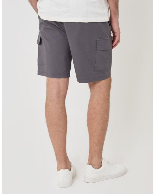 Threadbare White Regular Fit Textured Cargo Shorts for men
